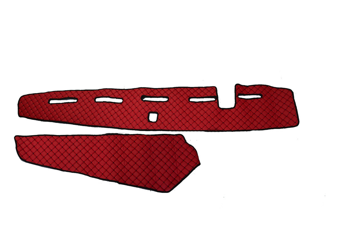 Jeu de tapis de tableau de bord – cuir synthétique (éco-cuir), 2 pièces, adapté pour Volvo FH4, conduite à droite, avec capteur, bordeaux, 2013+