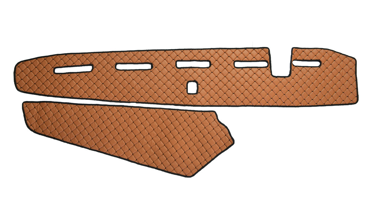 Jeu de tapis de tableau de bord – cuir synthétique (éco-cuir), marron, adapté pour Volvo FH4 avec capteur, conduite à droite, 2 pièces