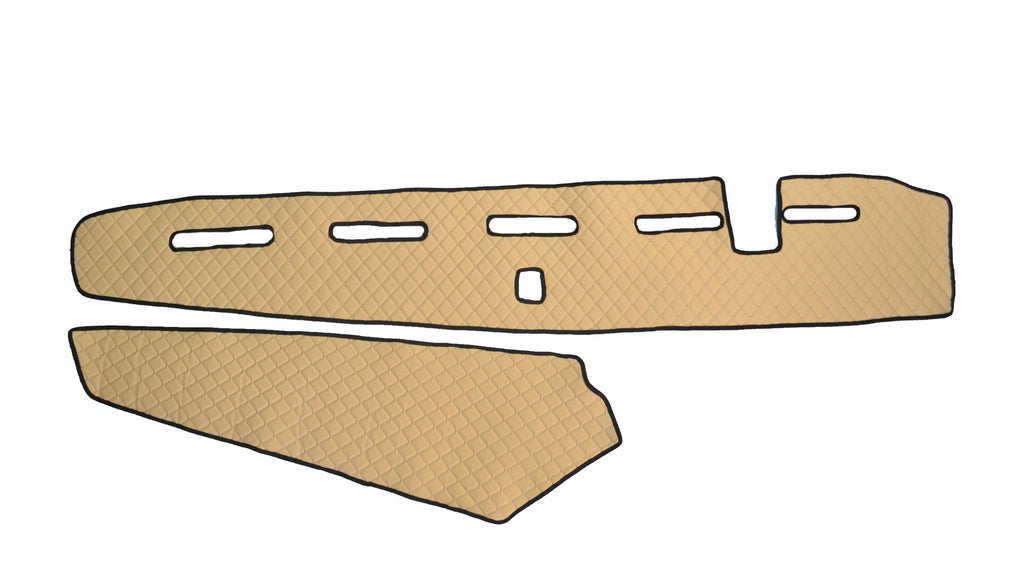 Jeu de tapis de tableau de bord – cuir synthétique (éco-cuir), 2 pièces, beige, adapté pour Volvo FH4 conduite à droite avec capteur, 2013+