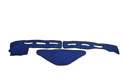 Tapis de tableau de bord droit en cuir synthétique (éco-cuir) – adapté pour Renault T High Sleeper, bleu, conduite à droite, 2013+