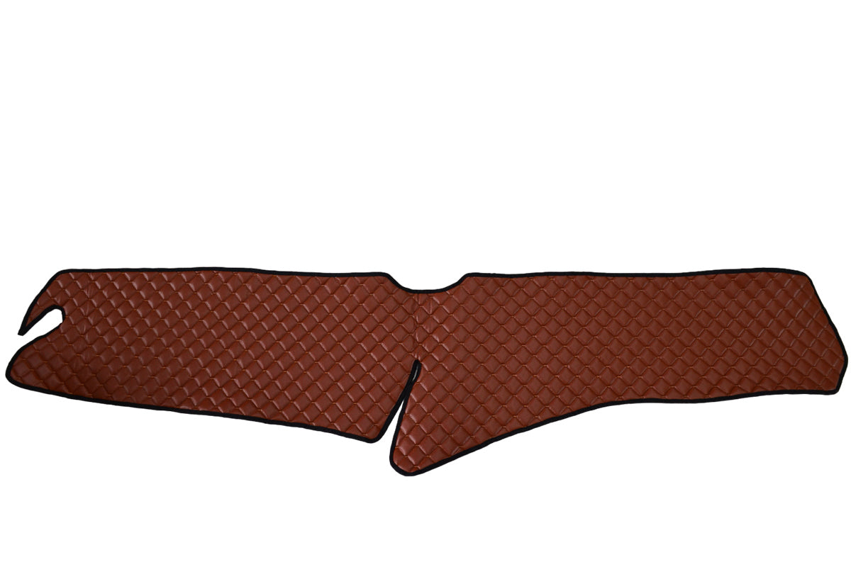 Tapis de tableau de bord – Volant à droite, cuir synthétique (éco-cuir) brun, adapté pour Scania R 2017+, sans trou