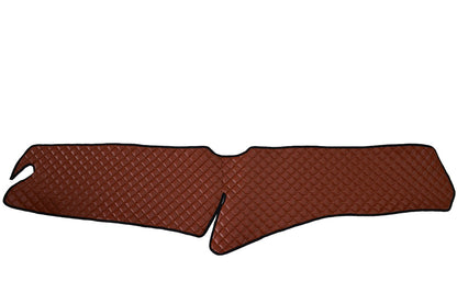 Tapis de tableau de bord – Volant à droite, cuir synthétique (éco-cuir) brun, adapté pour Scania R 2017+, sans trou