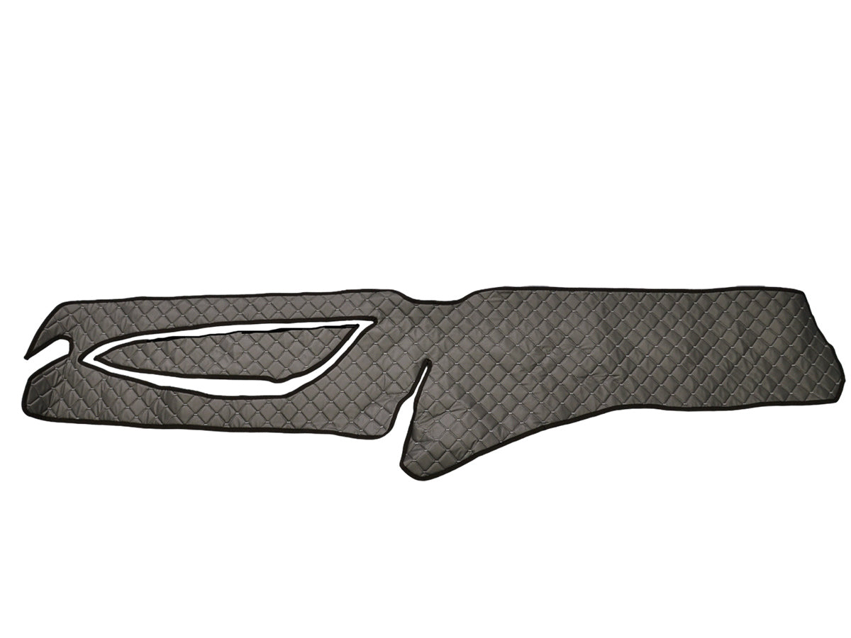 Tapis de tableau de bord pour conduite à droite – cuir synthétique (éco-cuir), gris foncé, adapté pour Scania R 2017+, avec découpe