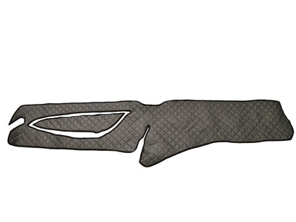 Tapis de tableau de bord pour conduite à droite – cuir synthétique (éco-cuir), gris foncé, adapté pour Scania R 2017+, avec découpe