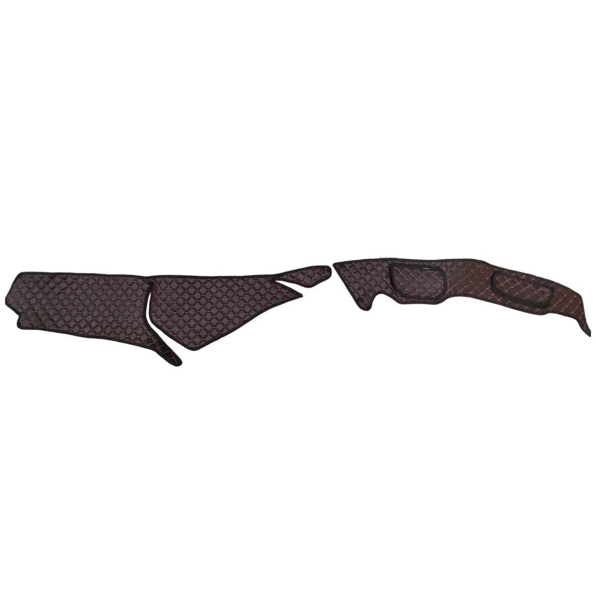 Tapis de tableau de bord pour conduite à droite – cuir synthétique (éco-cuir) perforé, adapté pour Mercedes Actros L 2021, noir avec surpiqûres rouges