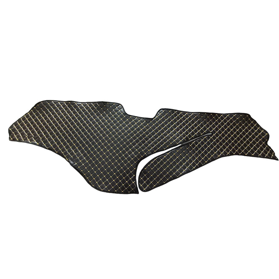 Tapis de tableau de bord en cuir noir – surpiqûres jaunes, conduite à droite, adapté pour DAF XF, XG et XG+ (2021+)