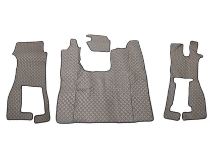 Tapis de sol droit en cuir synthétique (éco-cuir) – adapté pour Scania R, siège passager rabattable, gris foncé, à partir de 2016