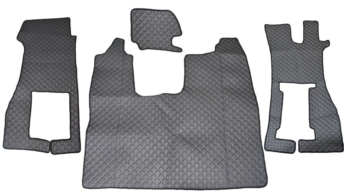 Tapis de sol en cuir synthétique (éco-cuir) gris – Conduite à droite, adapté pour Scania R avec siège passager rabattable (à partir de 2016)