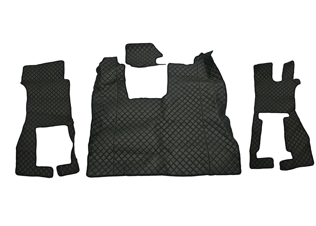 Jeu de tapis de sol en cuir synthétique (éco-cuir) – adapté pour Scania R, siège passager rabattable, conduite à droite, vert