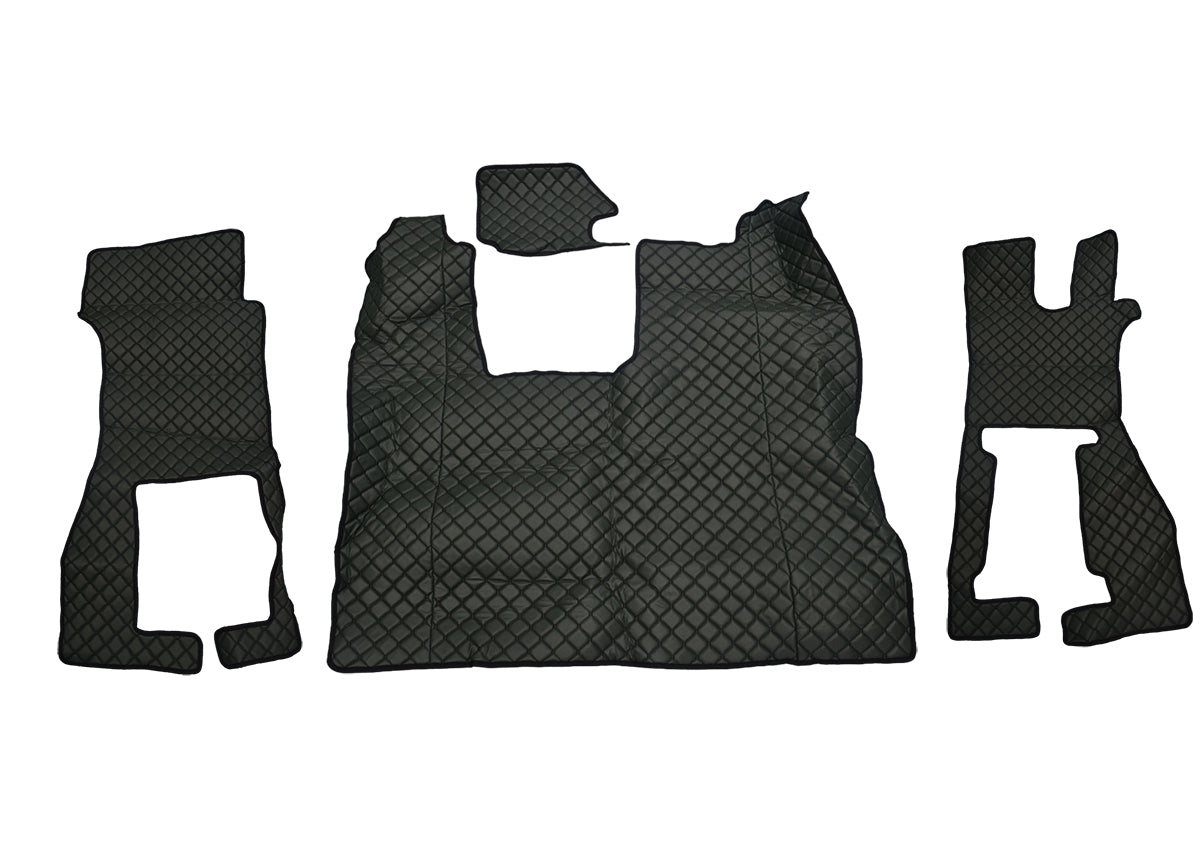 Jeu de tapis de sol en cuir synthétique (éco-cuir) – adapté pour Scania R, siège passager rabattable, conduite à droite, vert