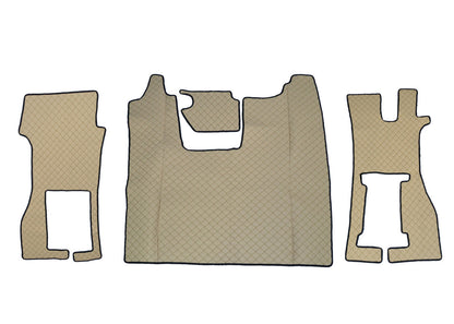 Tapis de sol beige en cuir synthétique (éco-cuir) – Conduite à droite, adapté pour siège passager à suspension Scania R (à partir de 2016)