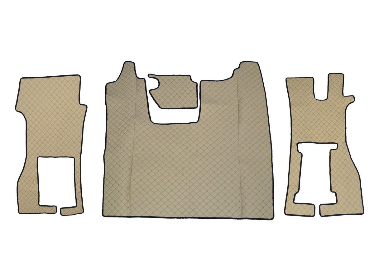 Tapis de sol beige en cuir synthétique (éco-cuir) – Conduite à droite, adapté pour siège passager à suspension Scania R (à partir de 2016)