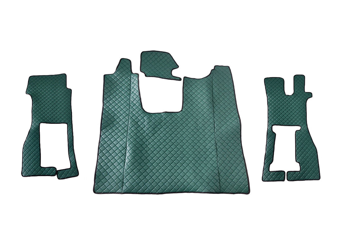 Jeu de tapis de sol en cuir synthétique (éco-cuir) – adapté pour siège passager suspendu Scania R, conduite à droite, vert