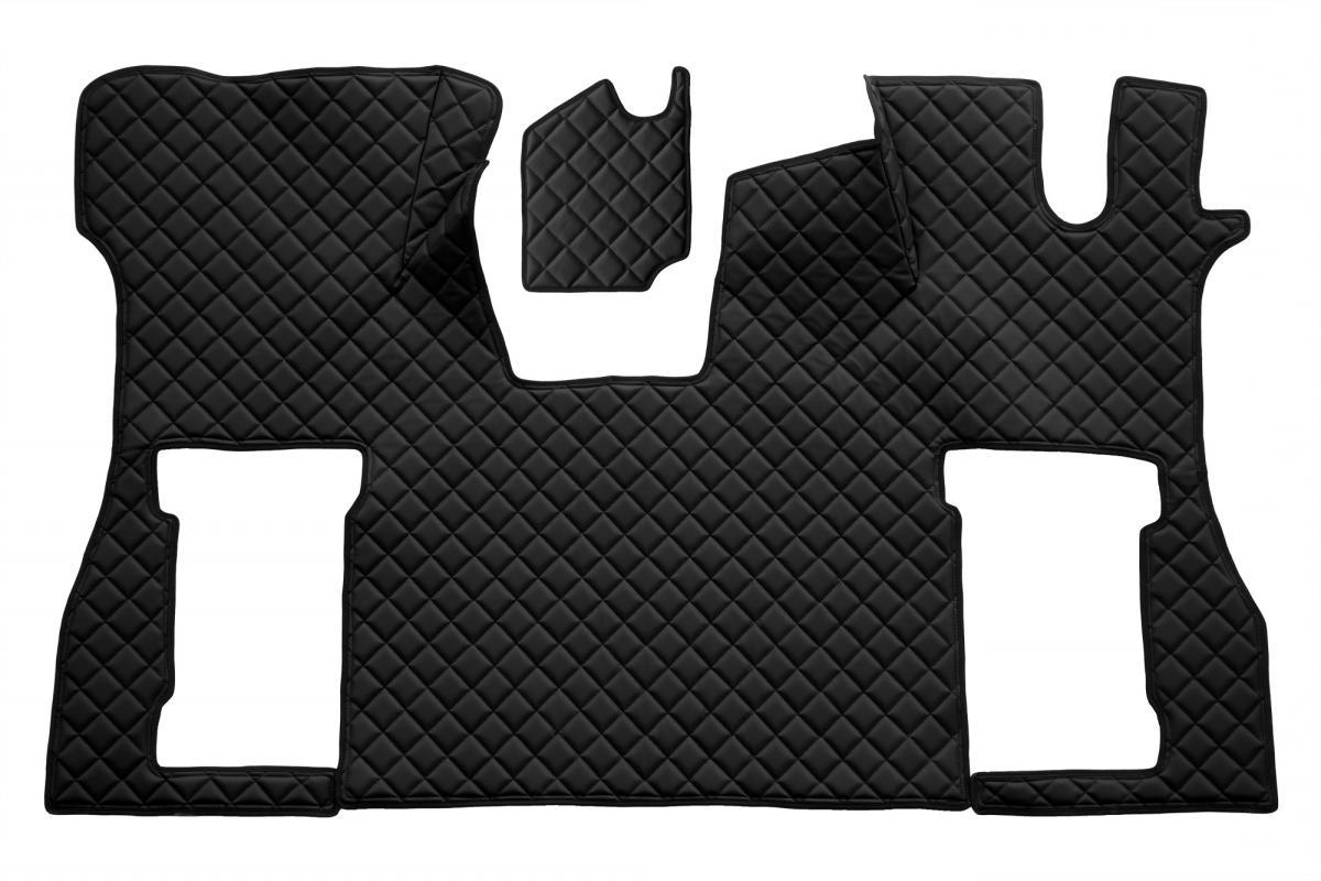 Jeu de tapis de sol en cuir synthétique (éco-cuir) – adapté pour Scania S Flat Floor, conduite à droite, noir