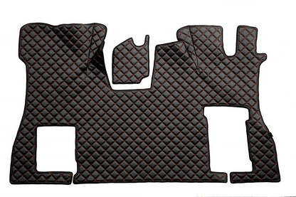Tapis de sol en cuir – conduite à droite, adapté pour Scania S Flat Floor, noir avec surpiqûres rouges, 2016+