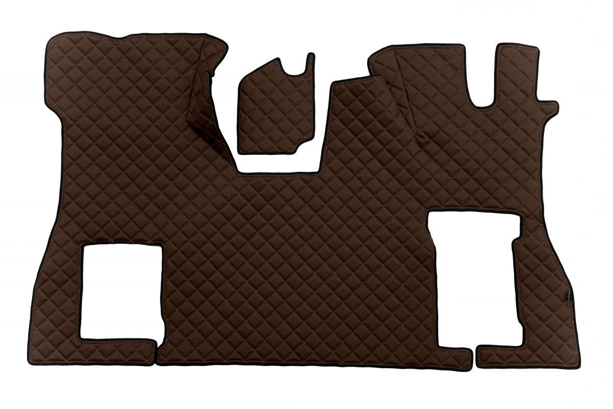 Tapis de sol marron en cuir synthétique (éco-cuir) – adapté pour Scania S Flat Floor conduite à droite 2016+ avec siège passager rabattable