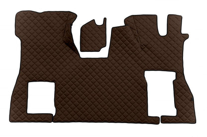 Tapis de sol marron en cuir synthétique (éco-cuir) – adapté pour Scania S Flat Floor conduite à droite 2016+ avec siège passager rabattable