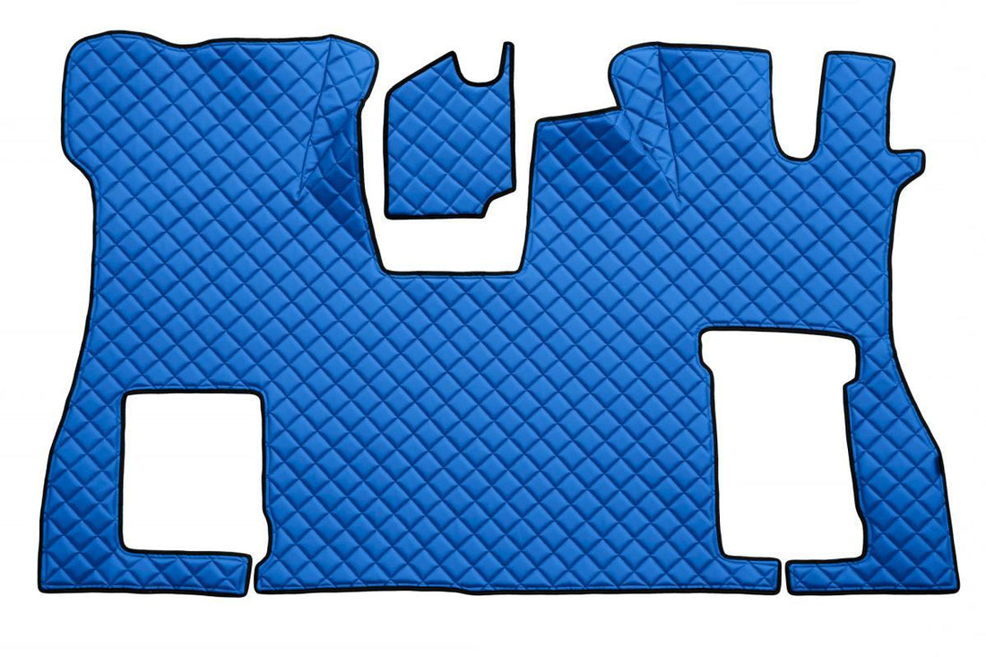 Tapis de sol bleu en cuir synthétique (éco-cuir) – adapté pour Scania S Flat Floor, conduite à droite, 2016+, siège passager rabattable