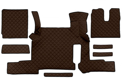 Brown Eco Leather Floor Mats – suitable for MAN TGX Automat Two Drawers, Right-Hand Drive (from 2018)