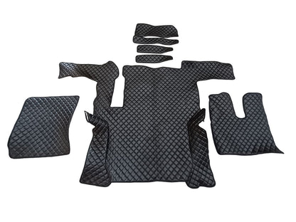 Tapis de sol en cuir synthétique (éco-cuir) pour conduite à droite – adapté pour MAN TGX boîte automatique, tiroir simple, à partir de 2018, noir