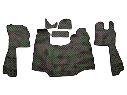 Rechte Kunstleder-Fußmatten – geeignet für Scania G 2005–2016 Automatik, Schwarz mit grüner Naht