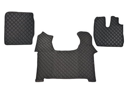 Tapis de sol en cuir synthétique (éco-cuir) – Conduite à droite, adapté pour Iveco Stralis S-Way, noir, à partir de 2019