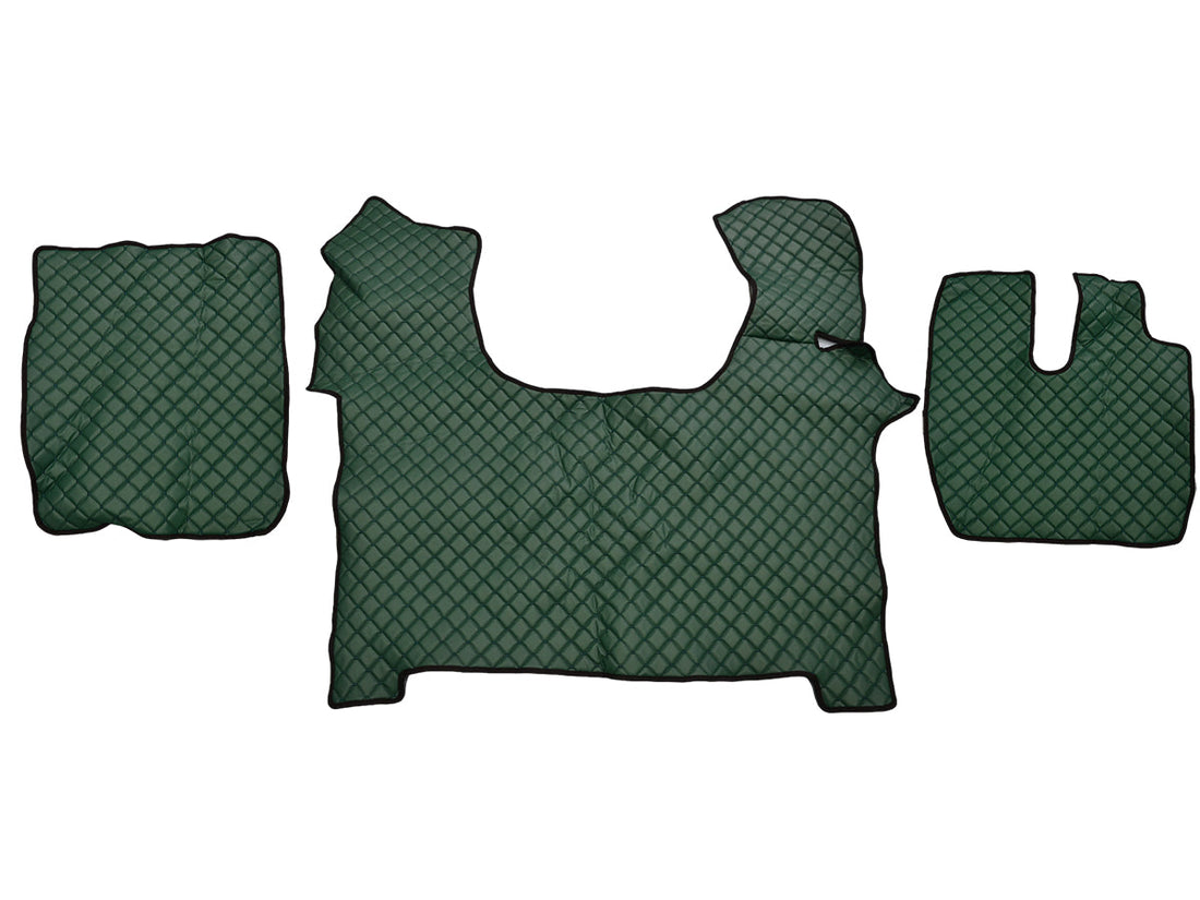 Tapis de sol en cuir synthétique (éco-cuir) – adaptés pour Iveco Stralis S-Way, conduite à droite, vert, 2019