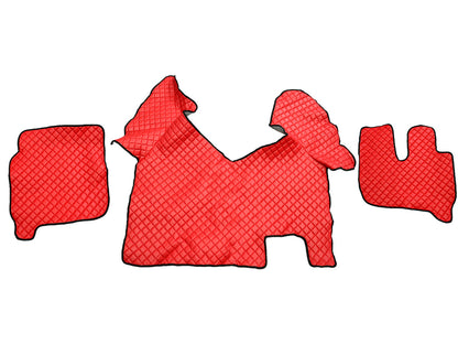 Tapis de sol en cuir synthétique (éco-cuir) rouge – Conduite à droite, adapté pour Iveco Hi Way