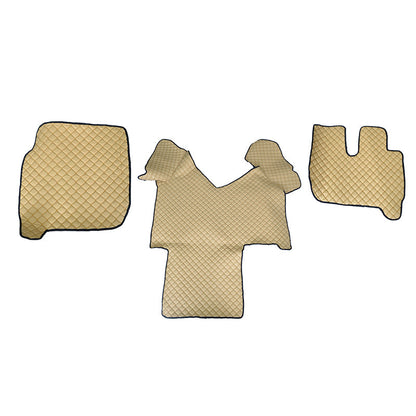 Tapis de sol beige en cuir synthétique (éco-cuir) – adapté pour Iveco Stralis, conduite à droite