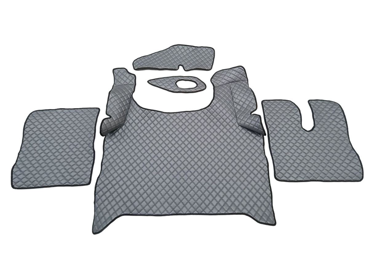 Tapis de sol en cuir synthétique (éco-cuir) gris foncé – adaptés pour MAN TGX 2020+, volant à droite