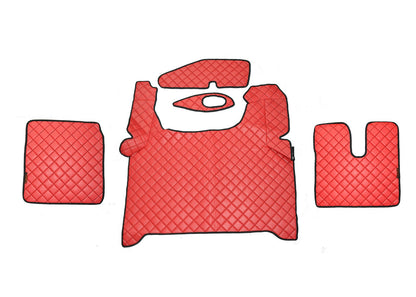Tapis de sol en cuir synthétique (éco-cuir) rouge – adaptés pour MAN TGX conduite à droite, 2020+