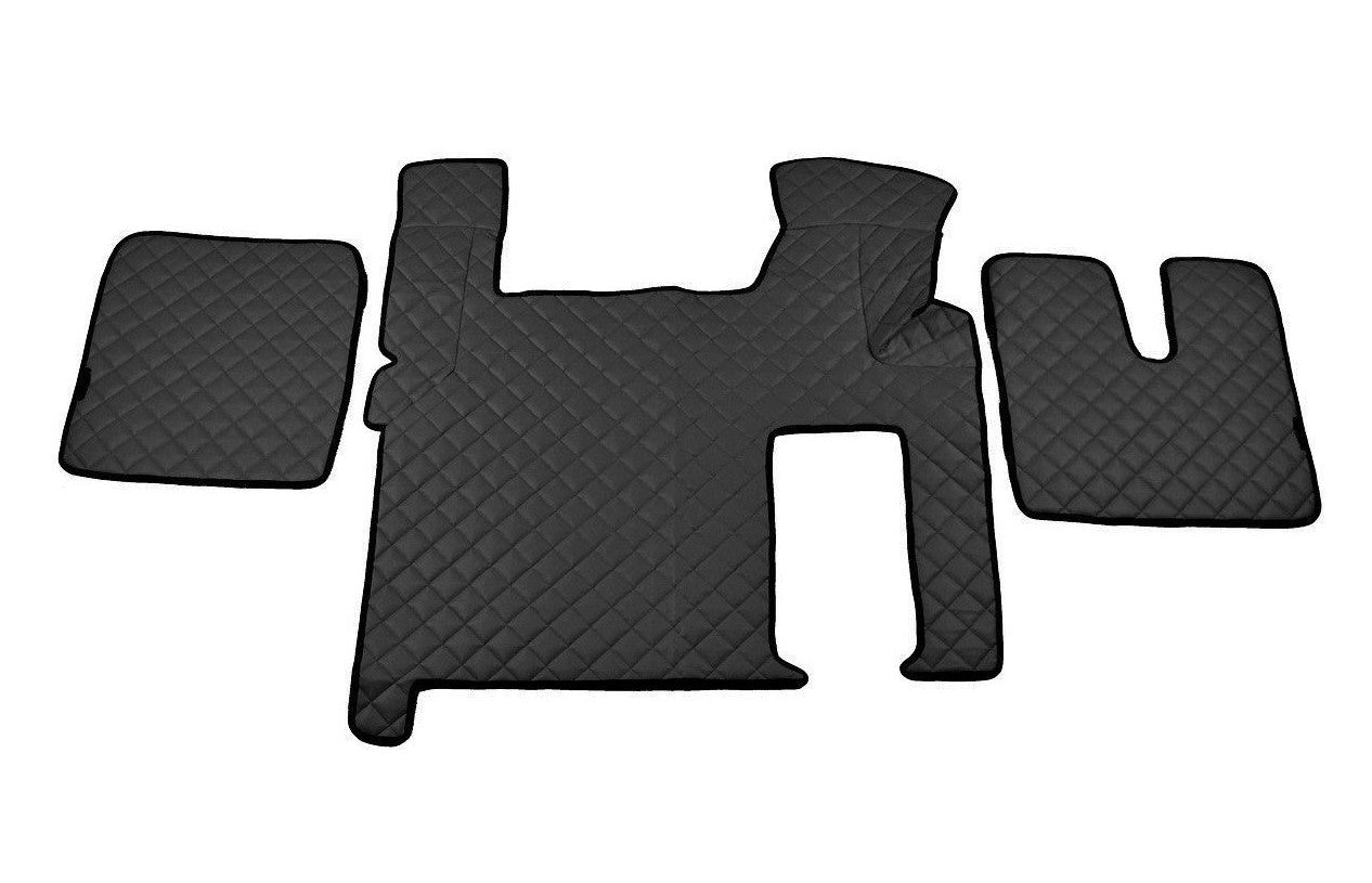 Tapis de sol en cuir synthétique (éco-cuir) noirs – adapté pour MAN TGX, conduite à droite