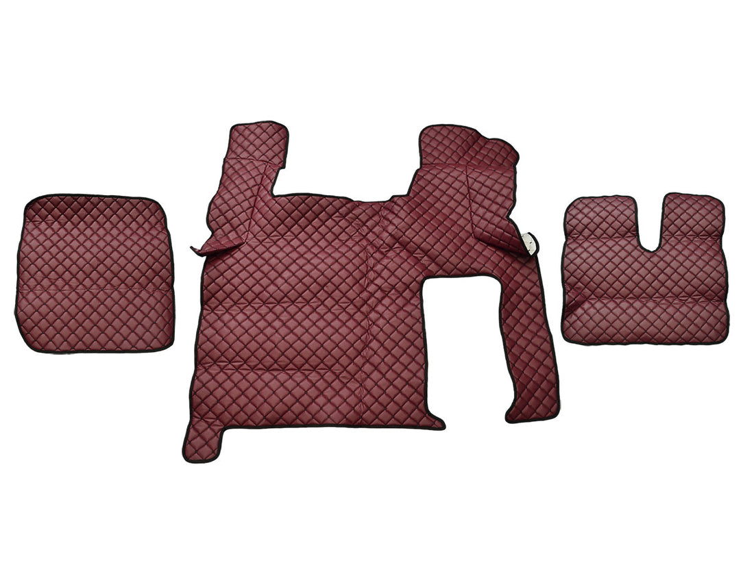 Μπορντό πατάκια δαπέδου από τεχνητό δέρμα (eco leather) – κατάλληλο για MAN TGX με τιμόνι δεξιά