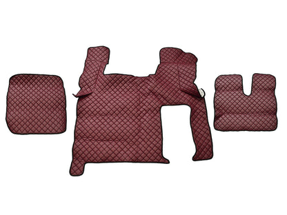 Tapis de sol en cuir synthétique (éco-cuir) bordeaux – adapté pour MAN TGX volant à droite