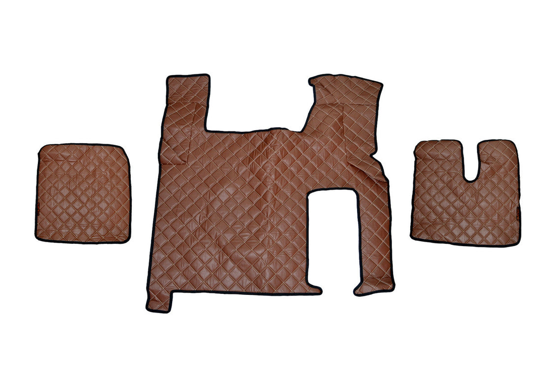 Καφέ πατάκια δαπέδου από τεχνητό δέρμα (eco leather) – Δεξιοτίμονα, κατάλληλο για MAN TGX