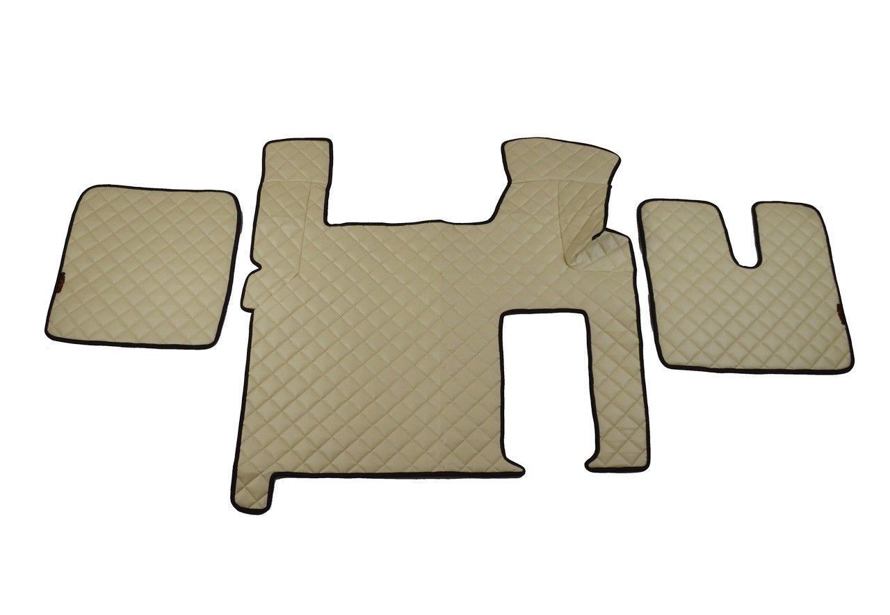 Tapis de sol beige en cuir synthétique (éco-cuir) – adapté pour MAN TGX, conduite à droite