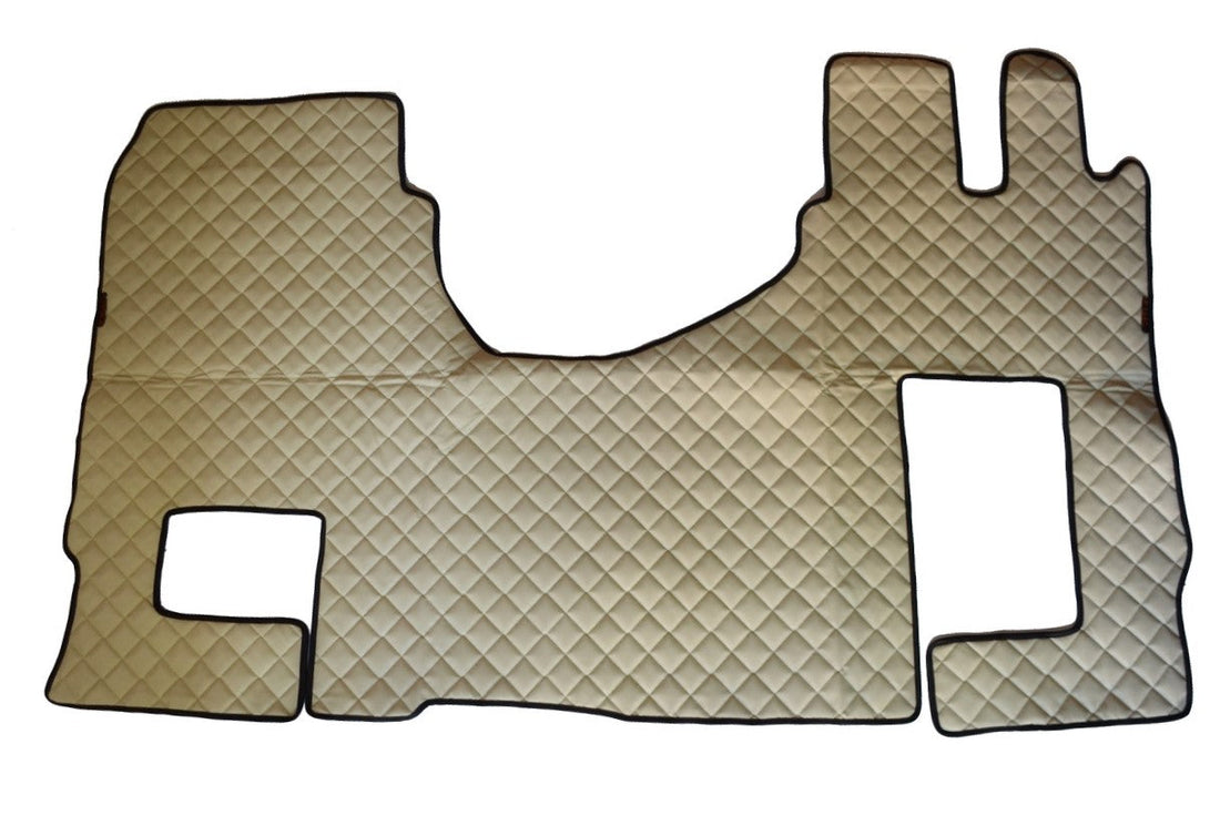 Μπεζ πατάκια δαπέδου από τεχνητό δέρμα (eco leather) – κατάλληλο για Mercedes Actros MP4, δεξιοτίμονο, χειροκίνητο, 2011–2019