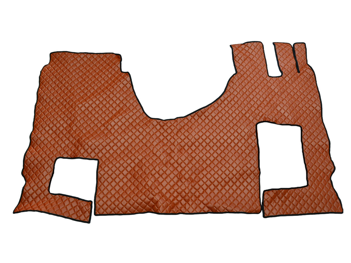 Tapis de sol en cuir synthétique (éco-cuir) marron – adaptés pour Mercedes Actros Giga Space MP4/MP5, conduite à droite, siège passager rabattable