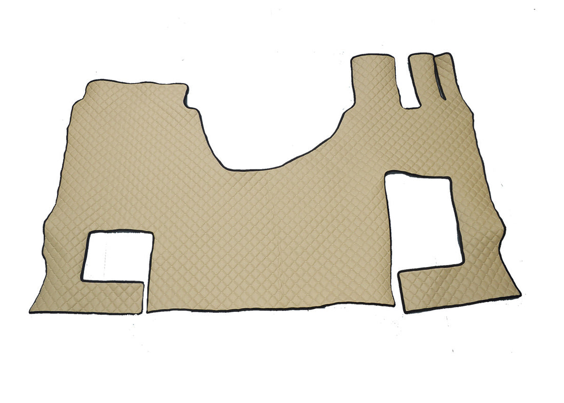 Tapis de sol en cuir synthétique (éco-cuir) beige pour conduite à droite – adaptés pour Mercedes Actros Giga Space MP4/MP5 avec siège passager rabattable