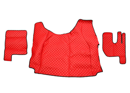 Tapis de sol en cuir synthétique (éco-cuir) rouge – adaptés pour tunnel Renault Gama T, camions à conduite à droite