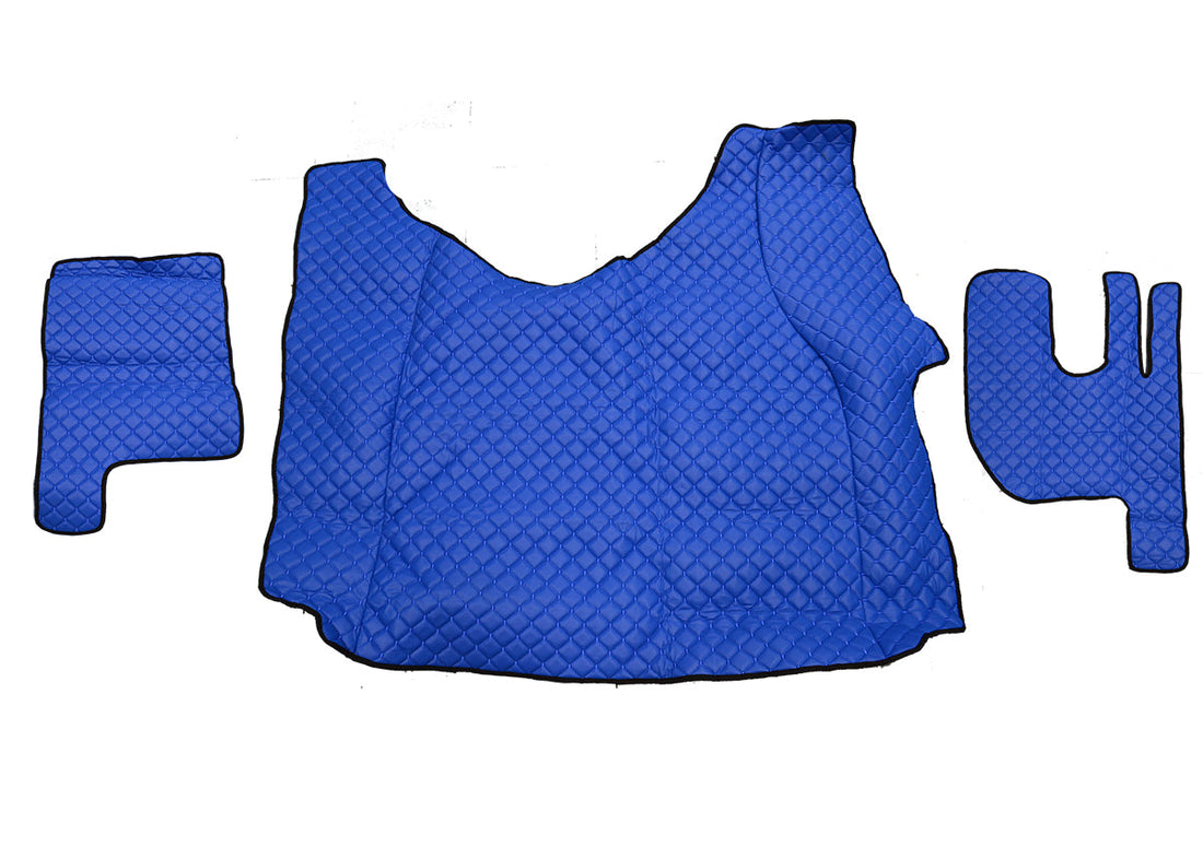 Сини подови стелки от изкуствена кожа (еко кожа) – подходящи за тунел на Renault Gama T, с десен волан
