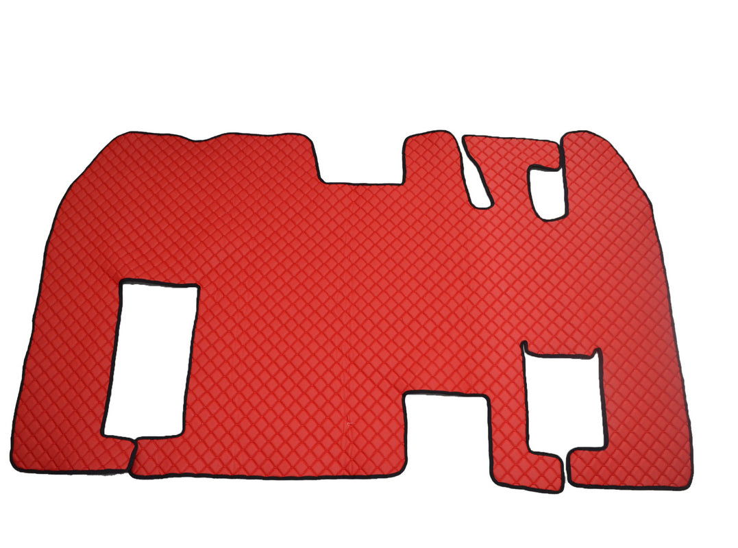 Tapis de sol en cuir synthétique (éco-cuir) rouge – adapté pour Renault Magnum, conduite à droite
