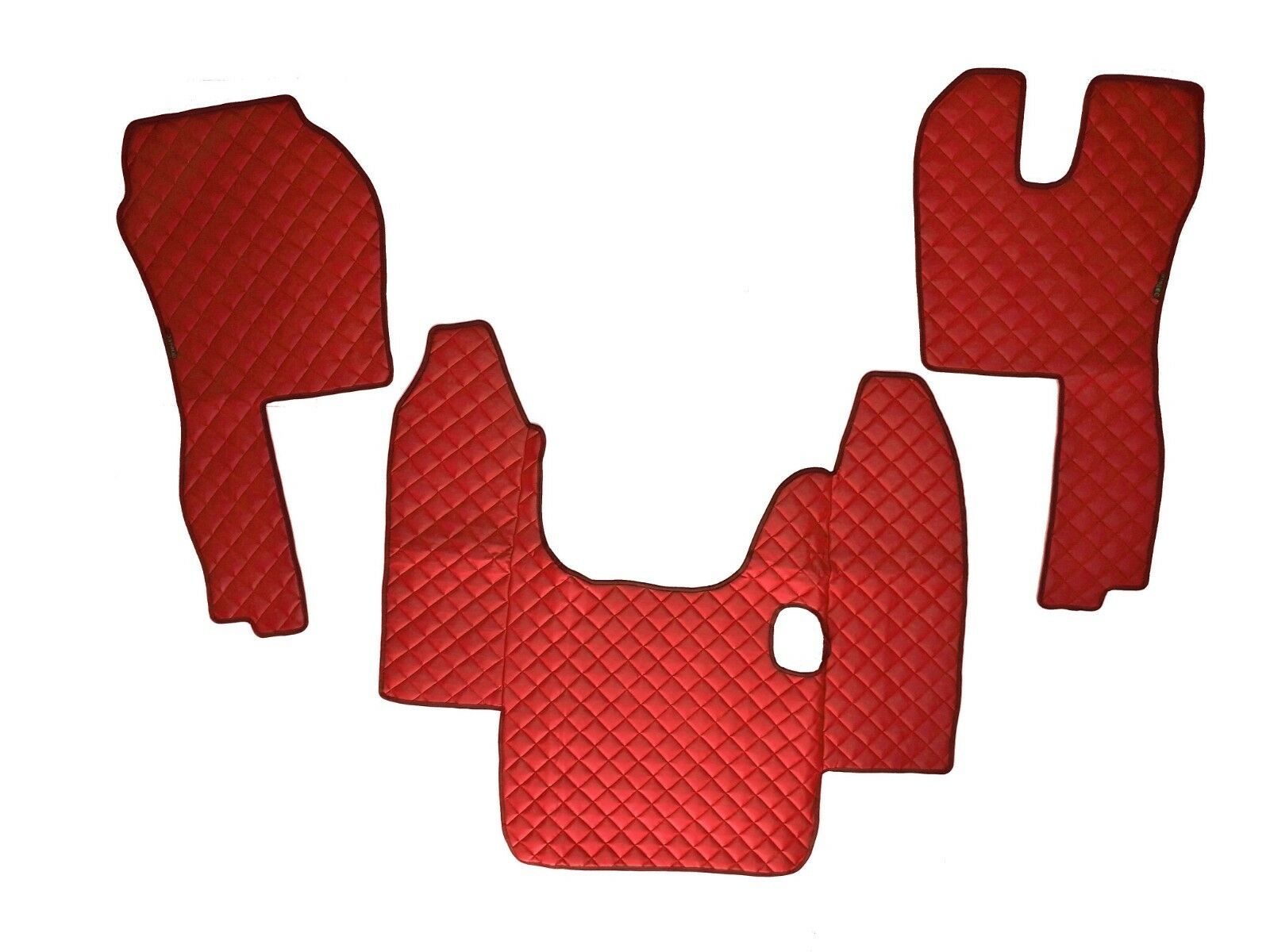Tapis de sol en cuir synthétique (éco-cuir) rouge pour conduite à droite – adapté pour Scania R 2004–2009, boîte manuelle