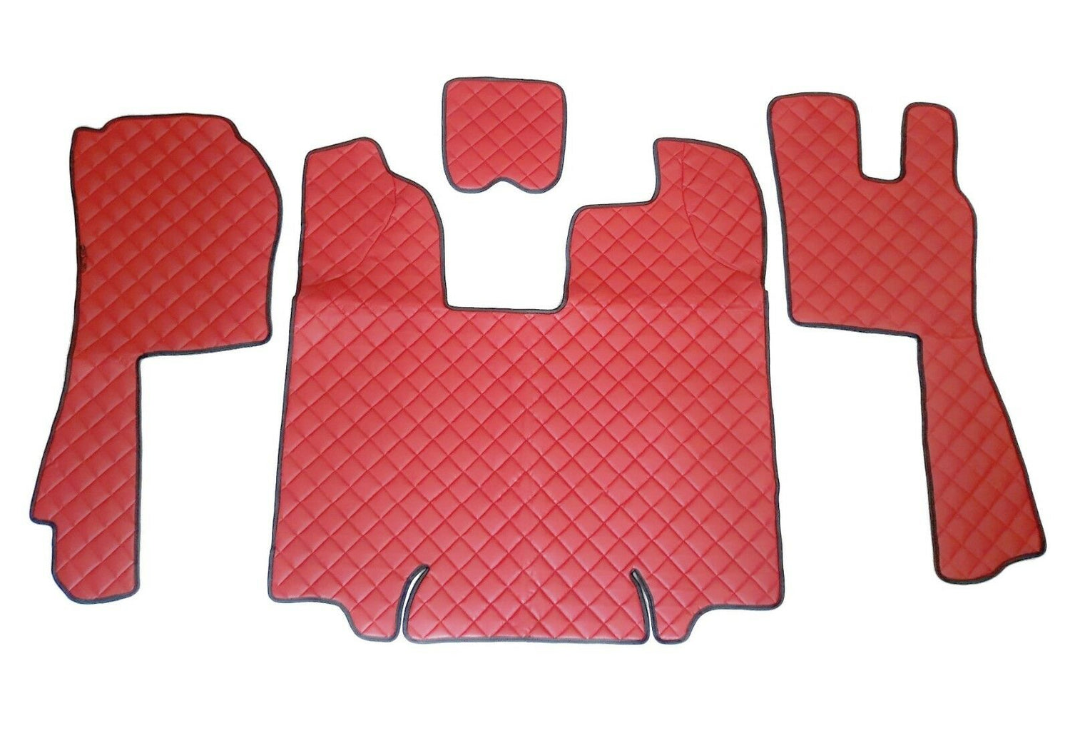 Tapis de sol en cuir synthétique (éco-cuir) rouge – Conduite à droite, adapté pour Scania R 2009–2013