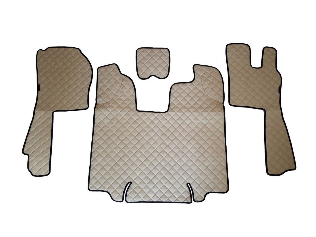 Μπεζ πατάκια δαπέδου από τεχνητό δέρμα (eco leather) – Δεξιοτίμονo, κατάλληλο για Scania R 2009–2013