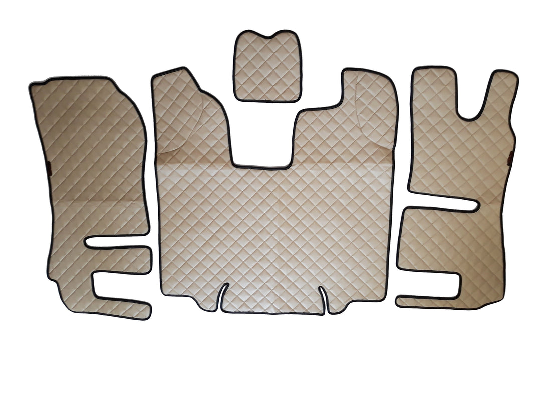 Μπεζ πατάκια δαπέδου από τεχνητό δέρμα (eco leather) – κατάλληλο για Scania R με δεξιοτίμονη καμπίνα, 2013–2016