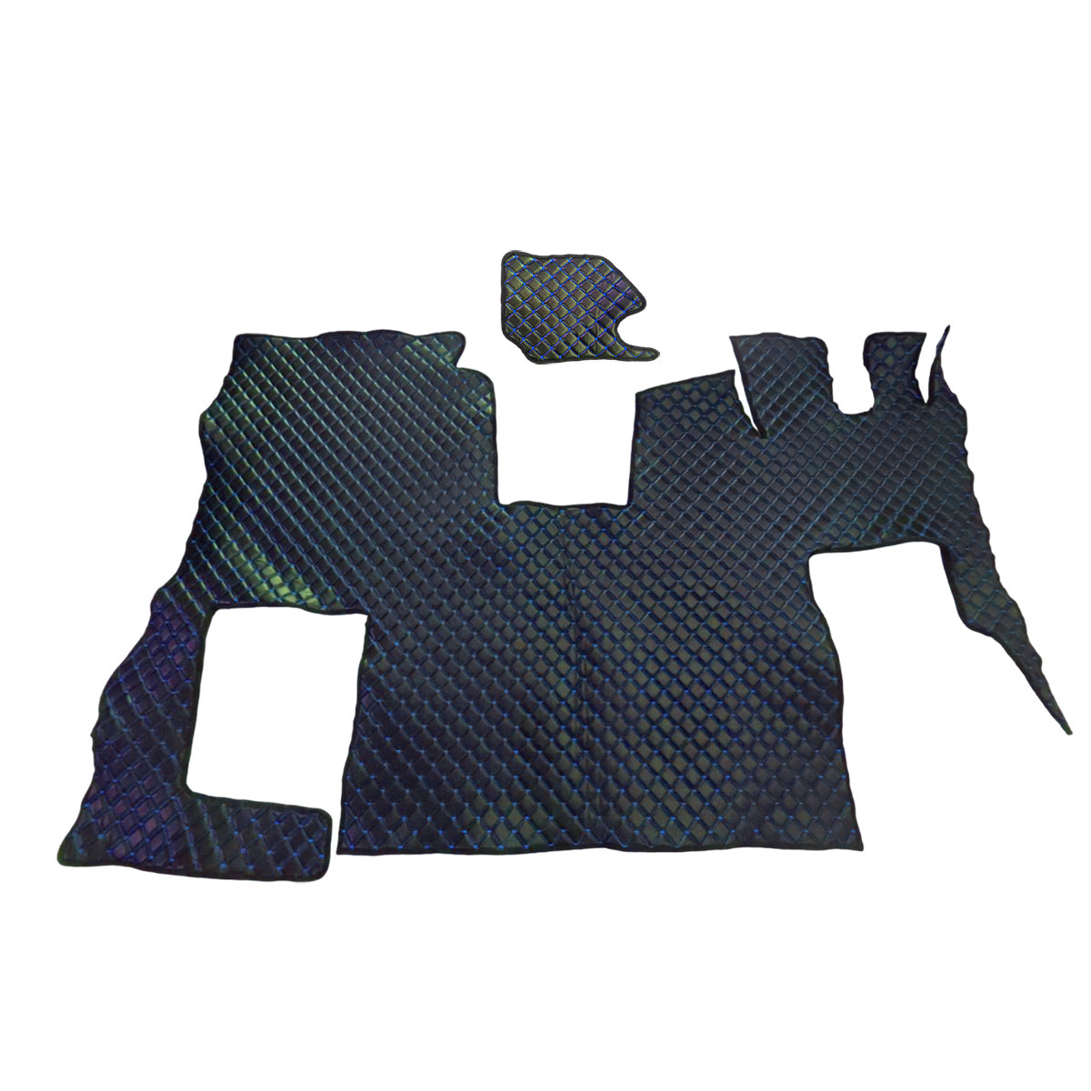 Tapis de sol en cuir synthétique noir – Surpiqûres bleues, conduite à droite, adapté pour Scania S 2020+, siège passager rabattable