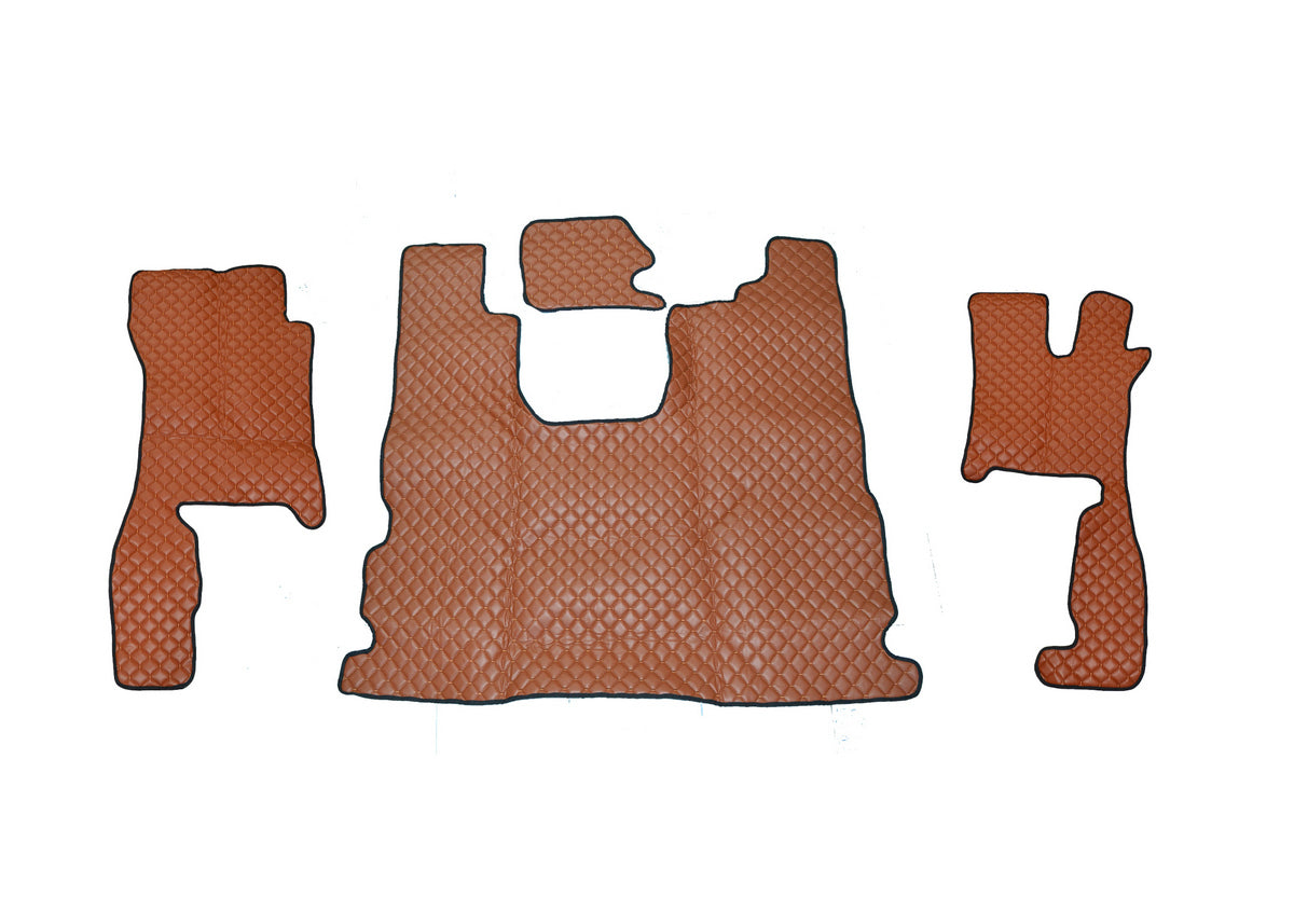 Tapis de sol en cuir synthétique (éco-cuir) marron pour conduite à droite – adapté pour Scania R 2016+