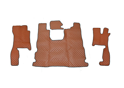Tapis de sol en cuir synthétique (éco-cuir) marron pour conduite à droite – adapté pour Scania R 2016+