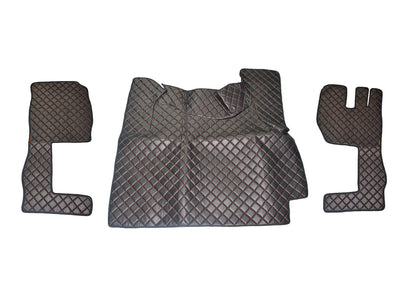 Tapis de sol en cuir synthétique (éco-cuir) noir – surpiqûres rouges, conduite à droite, adapté pour Volvo FH 2009–2013